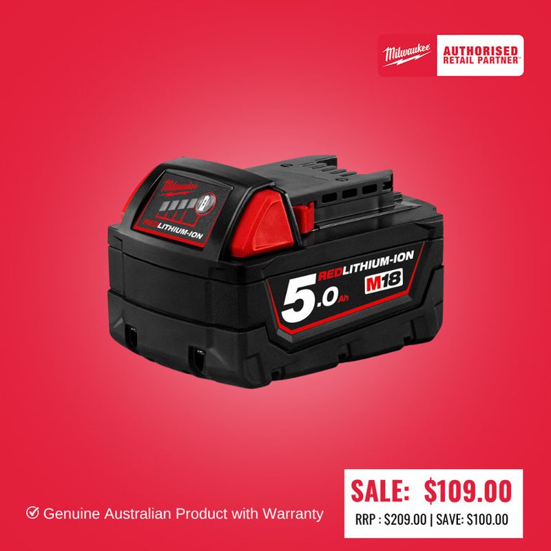 Milwaukee M18™ REDLITHIUM™ 5.0Ah Battery - M18B5