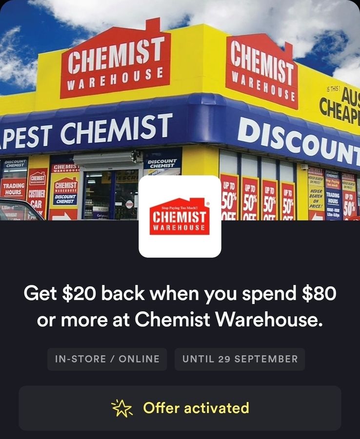 Chemist Warehouse: $20 Cashback on + Spend