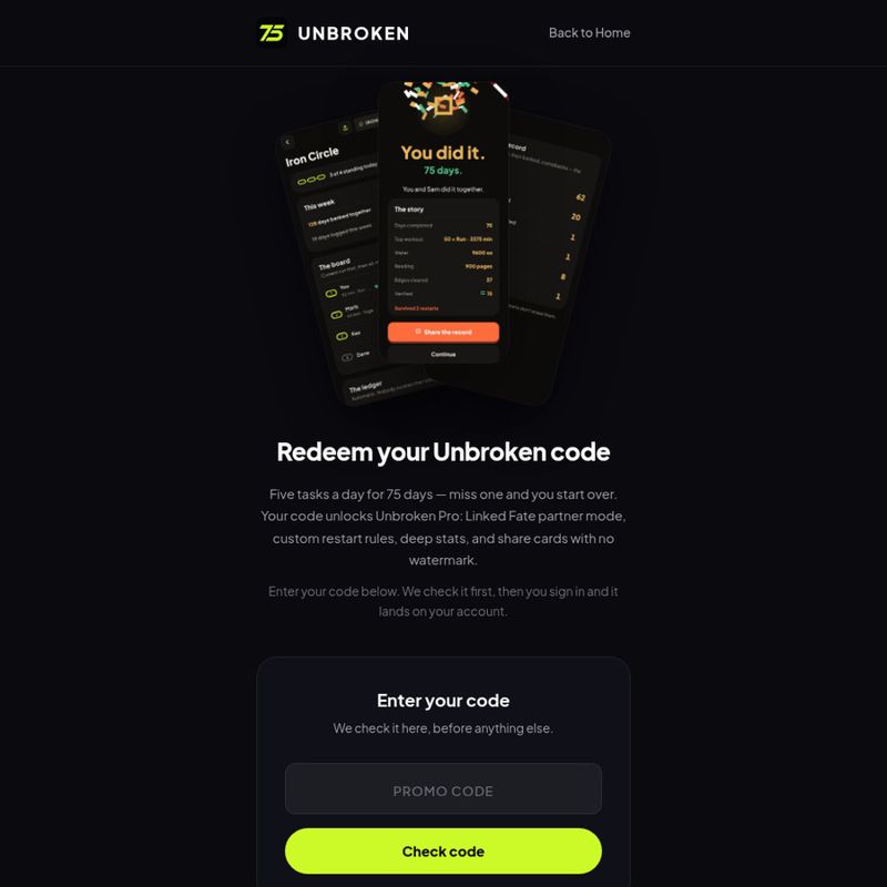 Unbroken: 75 Day Challenge – Free Lifetime License (iOS/Android)