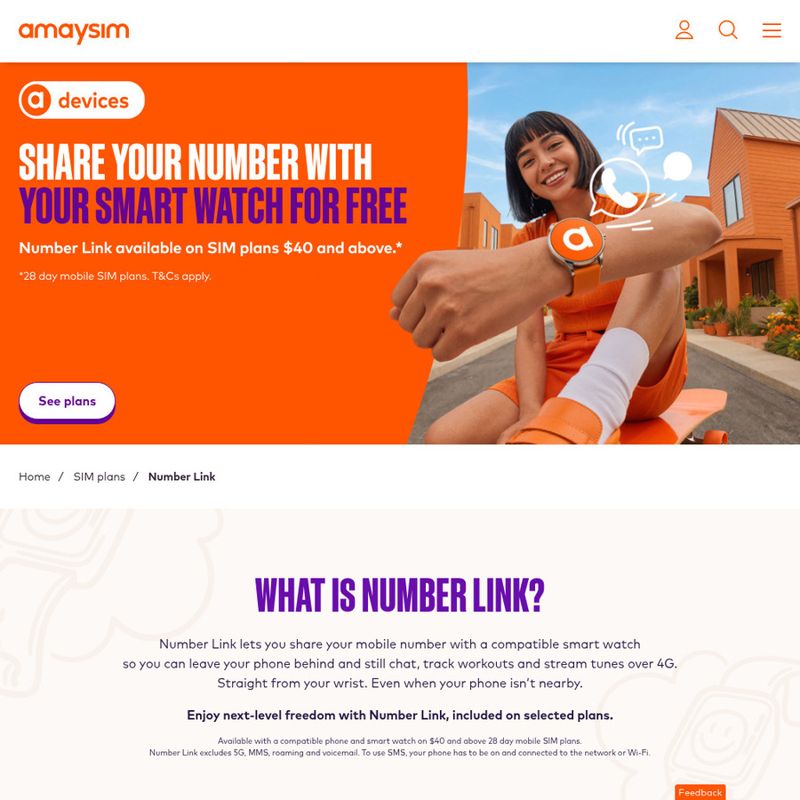 Free Smart Watch Number Link on amaysim Plans