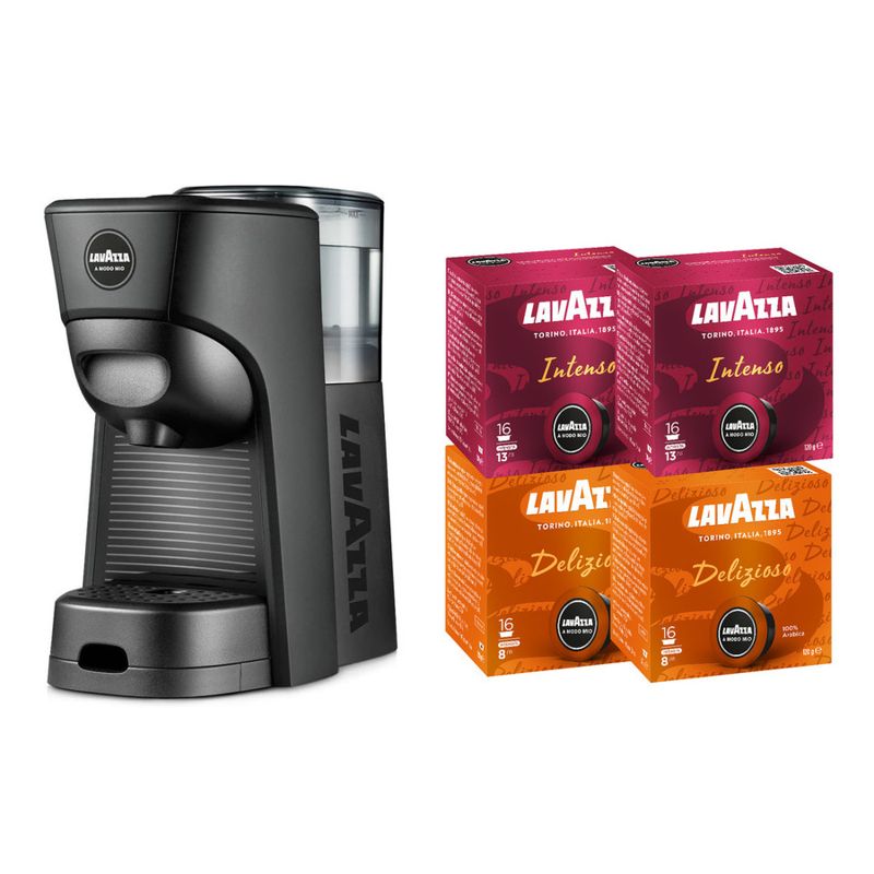 Lavazza a Modo Mio Tiny Coffee Machine + 64 Capsules