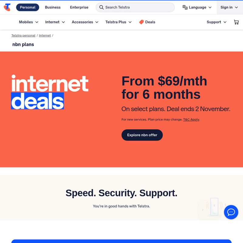 Telstra NBN Promo: /Month for 6 Months (New Customers)