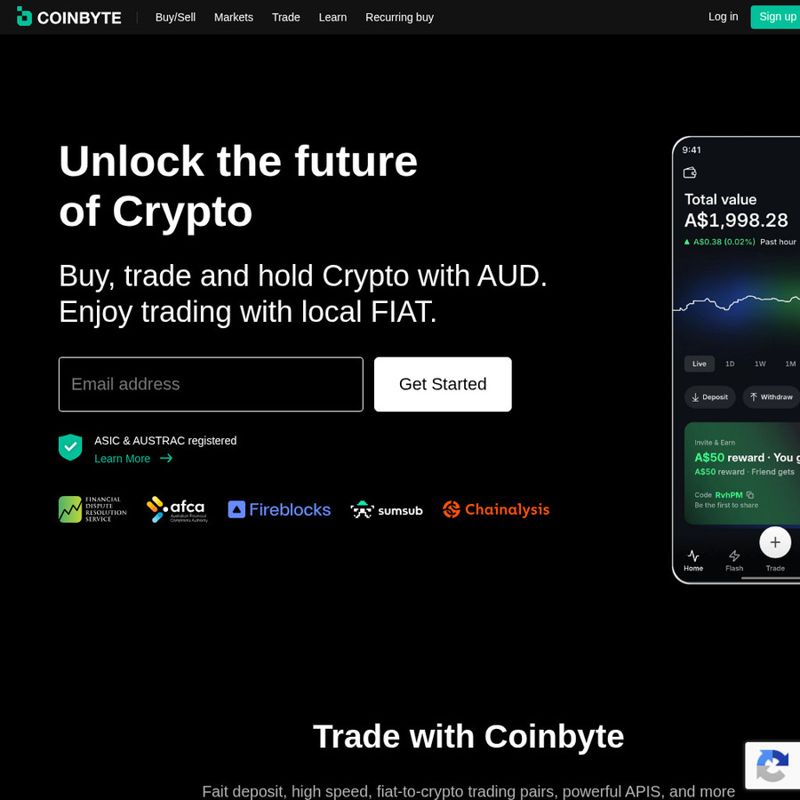 CoinByte Sign-up Bonus: AUD Crypto
