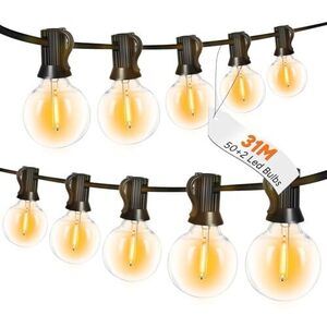 Roshin 31M 50 Bulbs Outdoor Festoon Lights