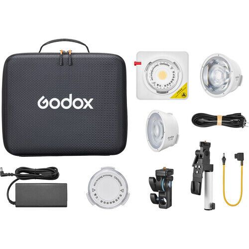 Godox ML100Bi Bi-Color Portable LED Light (36° Lens and Power Bank Holder Kit)
