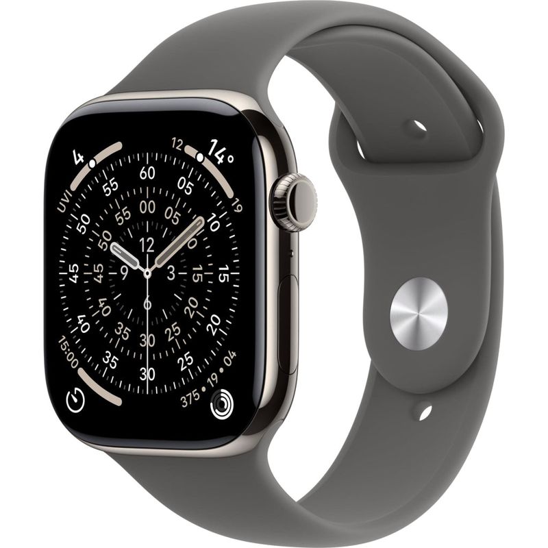 Apple Watch Series 11 42mm Natural Titanium Case GPS + Cellular Sport Band (S/M) [Stone Grey]