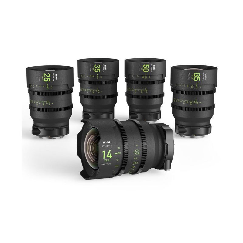 NiSi ATHENA PRIME Full Frame Cinema Lens Kit, 14mm, 25mm, 35mm, 50mm, 85mm + Hard Case (RF Mount)