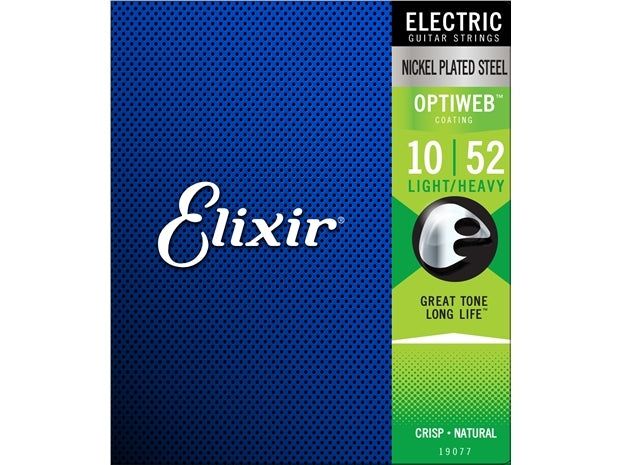 Elixir #19077 Electric Guitar Strings Optiweb Steel 10-52 Light Heavy