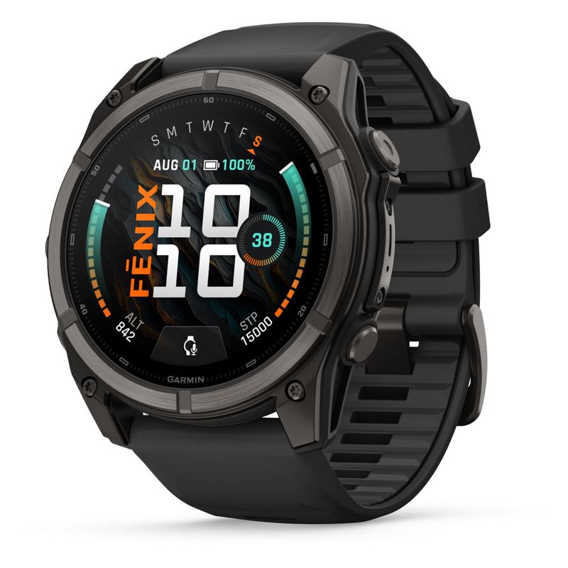 Garmin fenix 9 51mm (Carbon Gray DLC Titanium with Black Silicone Band)
