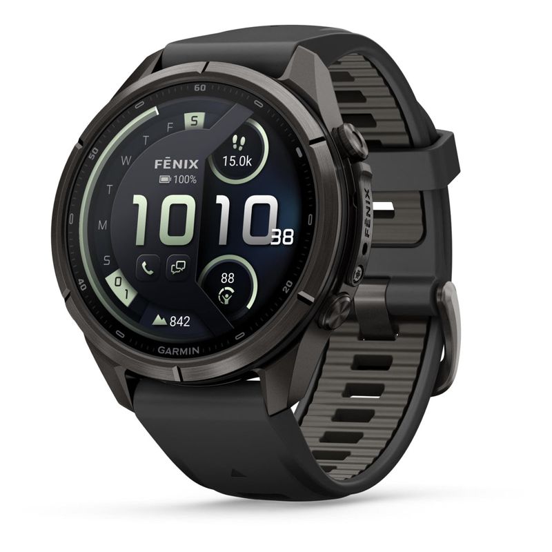 Garmin fenix 9 Pro InReach 43mm Carbon Grey DLC with Black/Pebble Grey Silicone Band