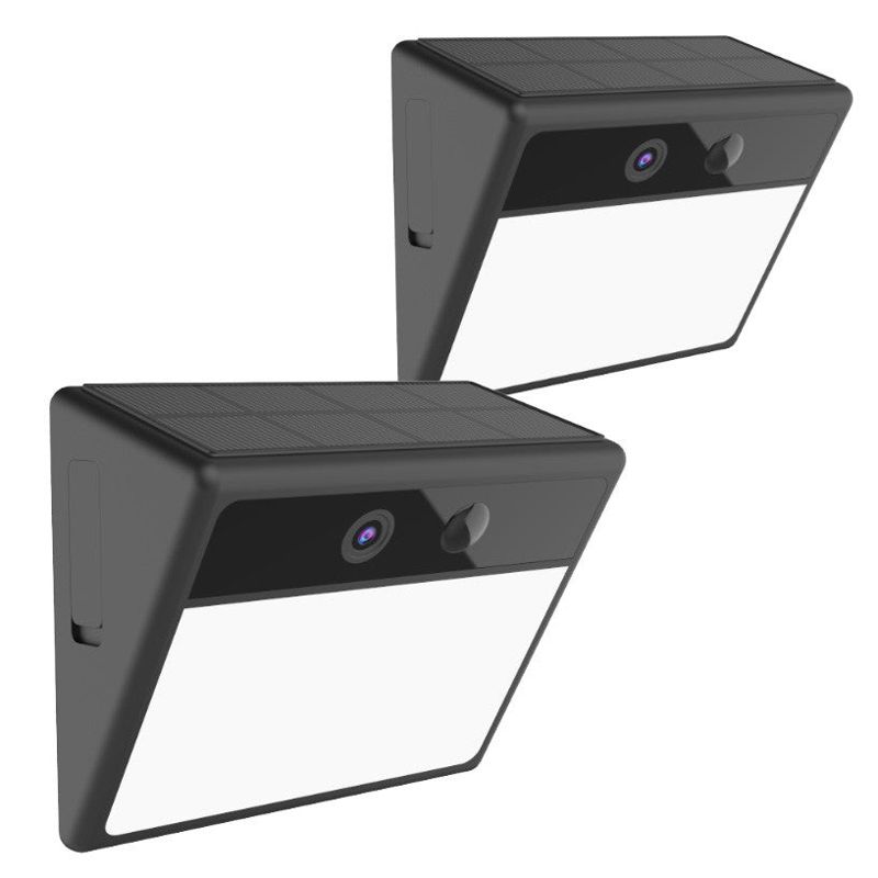 Connect SmartHome Solar Outdoor Wall Light Camera Twin Pack
