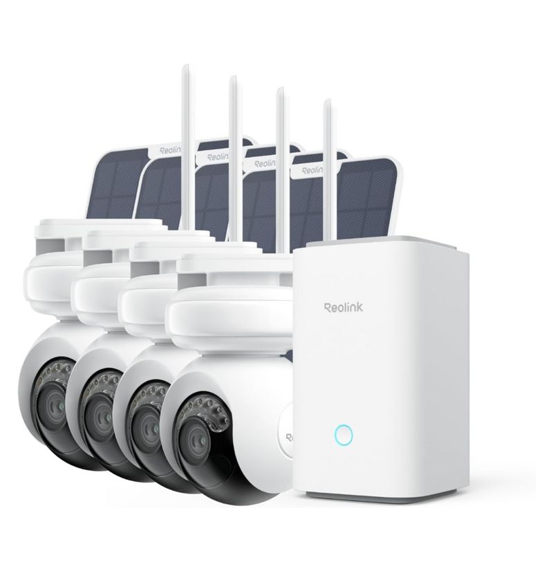 Reolink Home Hub Kit +4 Pack Altas PT Ultra 4K 360 Pan and Tilt Solar Battery Security Camera