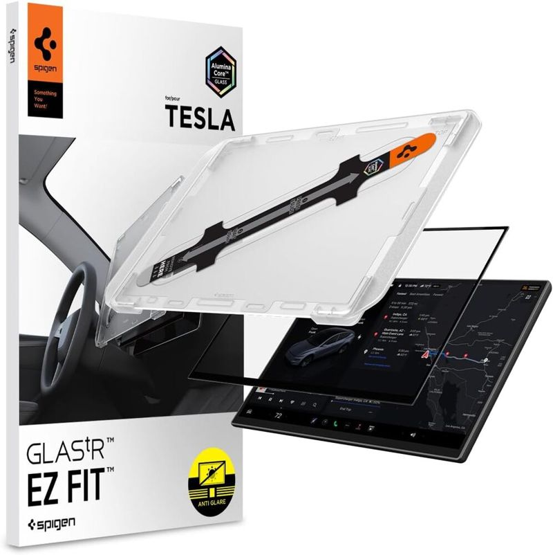 SPIGEN Tesla Model Y (2026) EZ Fit Anti-Glare Glass Screen Protector 16" (Black)