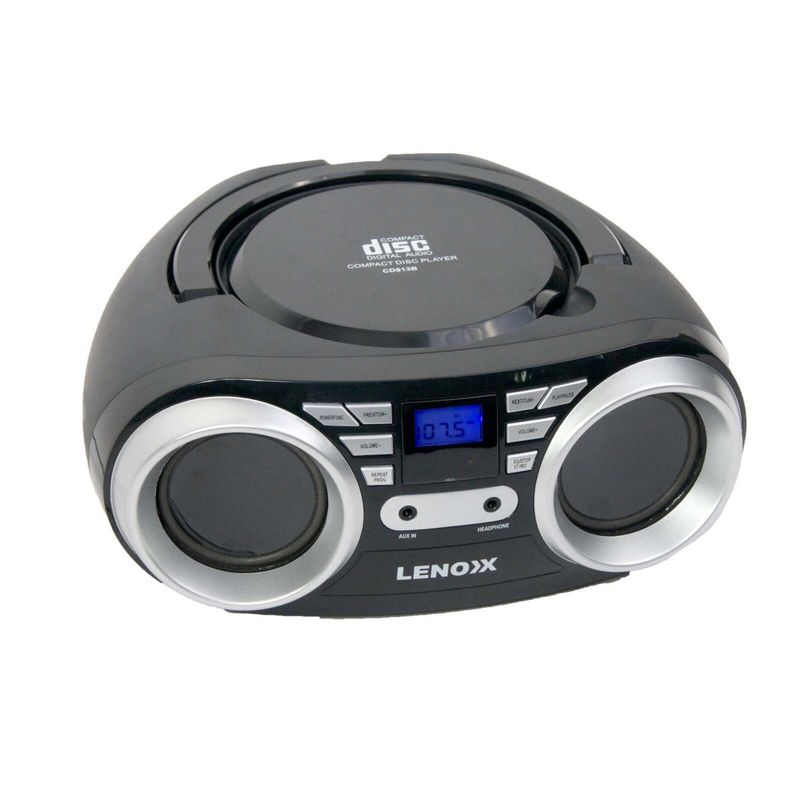Lenoxx Portable CD Player 4W Speaker with FM Radio & AUX In (Black)